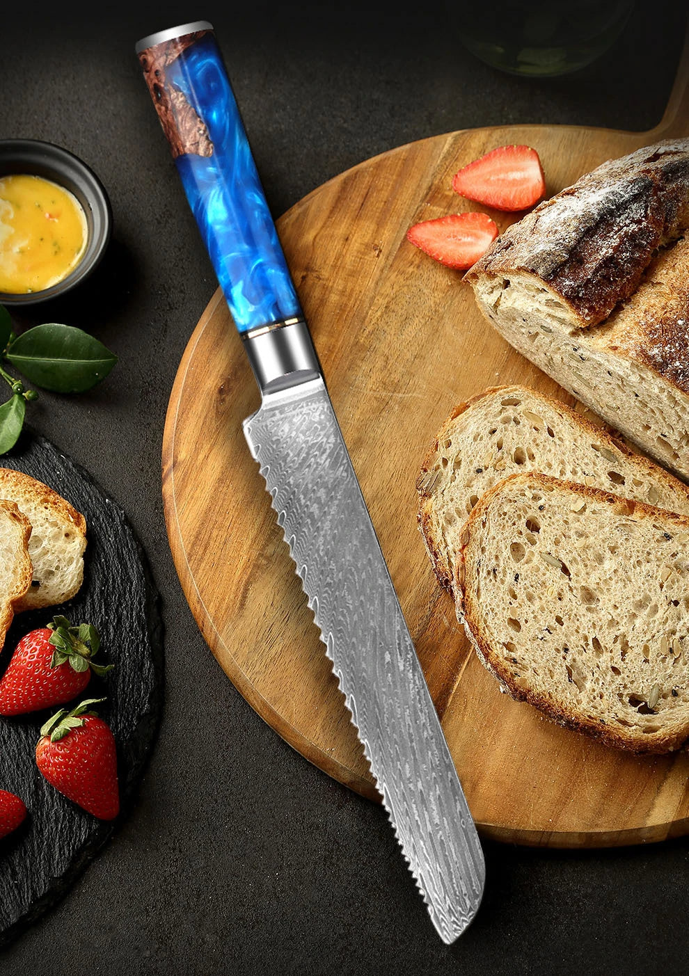 Cutit de pâine din oțel Damasc
