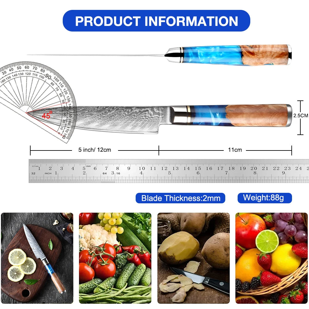 Cuțit de bucătărie mic 13 cm, oțel Damasc VG10