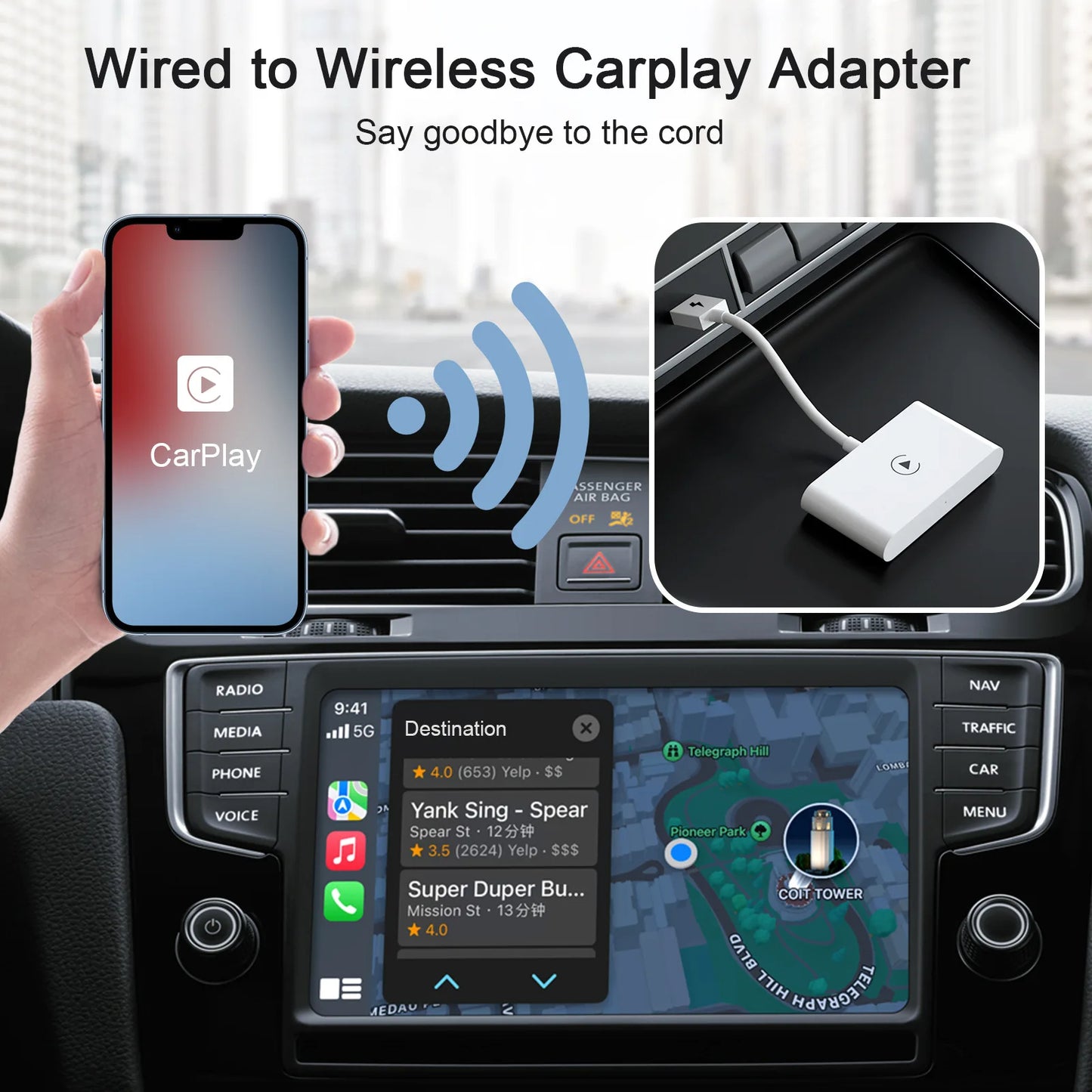 Adaptor CarPlay wireless pentru Android și Apple