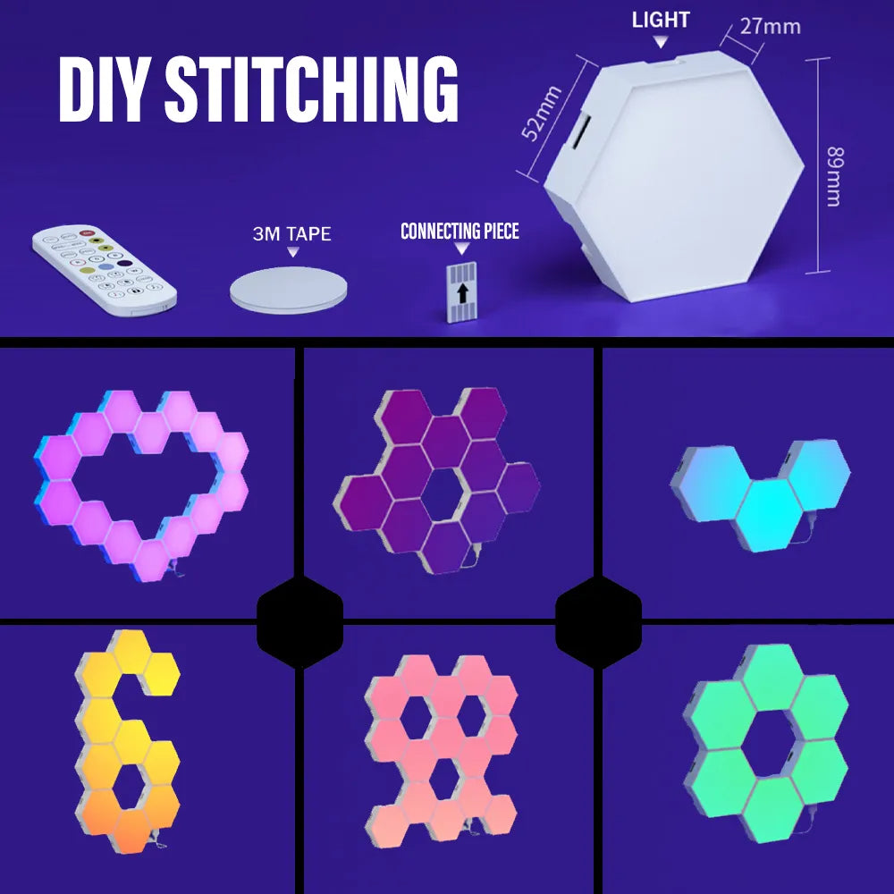 Aplice de interior hexagon LED RGB Bluetooth